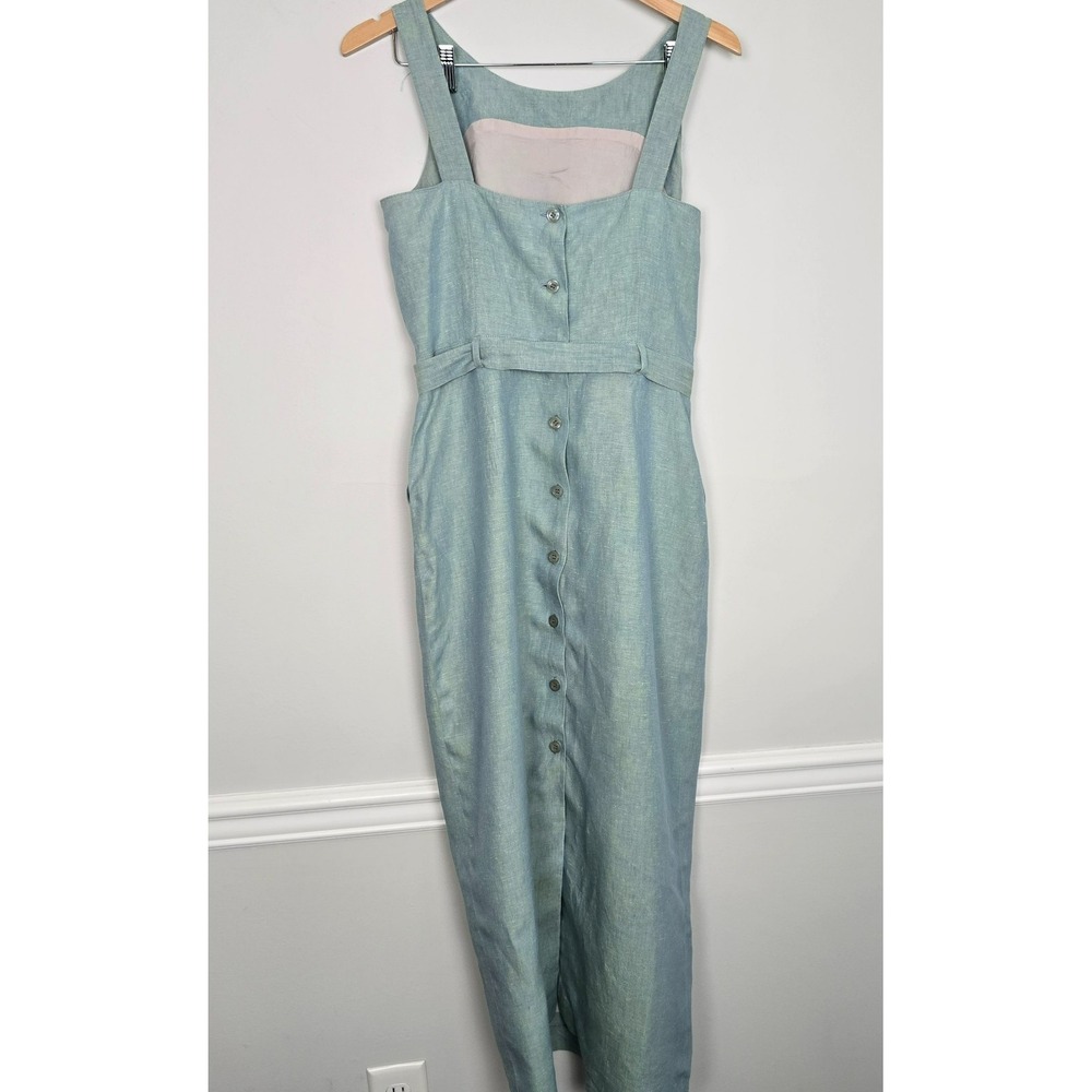 VTG 90s Yves Cossette Depeche Mode Women Linen Midi Dress Small Coastal Vacation - Picture 3 of 10